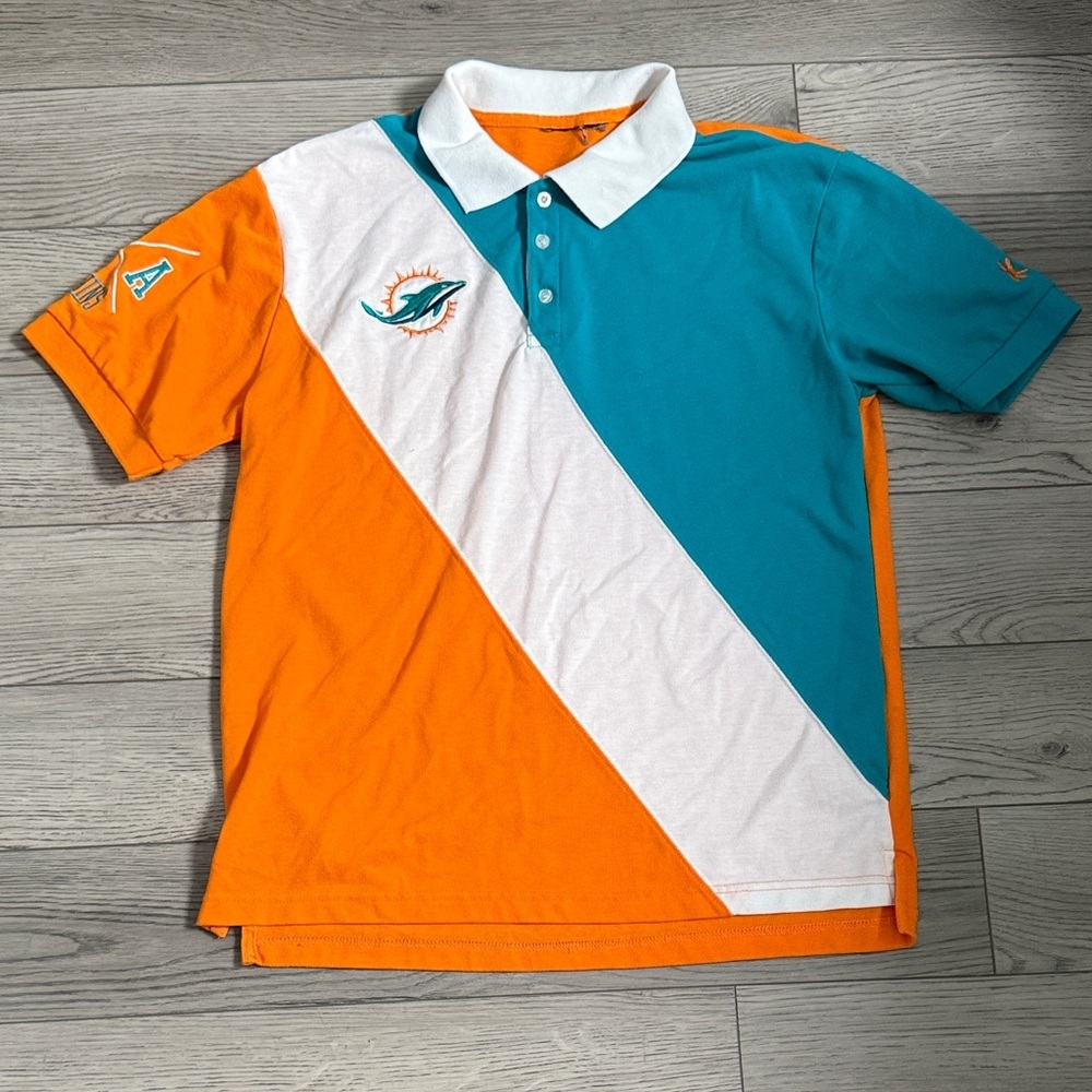Miami Dolphins Color Block Men's Polo Shirt Small